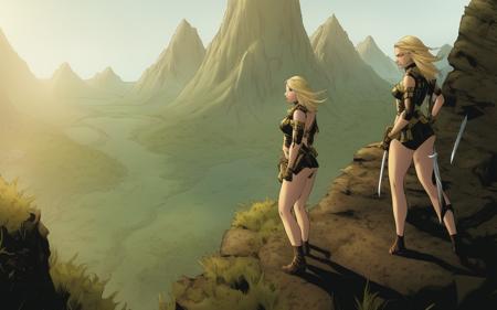 00758-609535471-An adventurer young adult woman with blond hair looking over a landscape, ((mysterious)),  comicmay artsyle.png